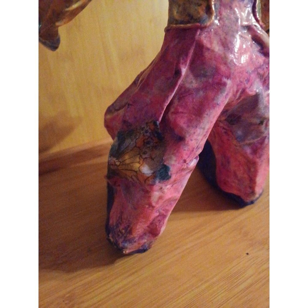 13" Vintage Large Hand Made Paper Mache Standing Clown - Picture 8 of 10
